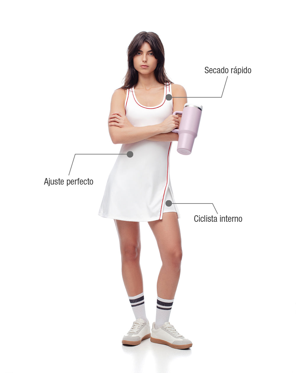 Vestido deportivo ciclista interno blanco mujer