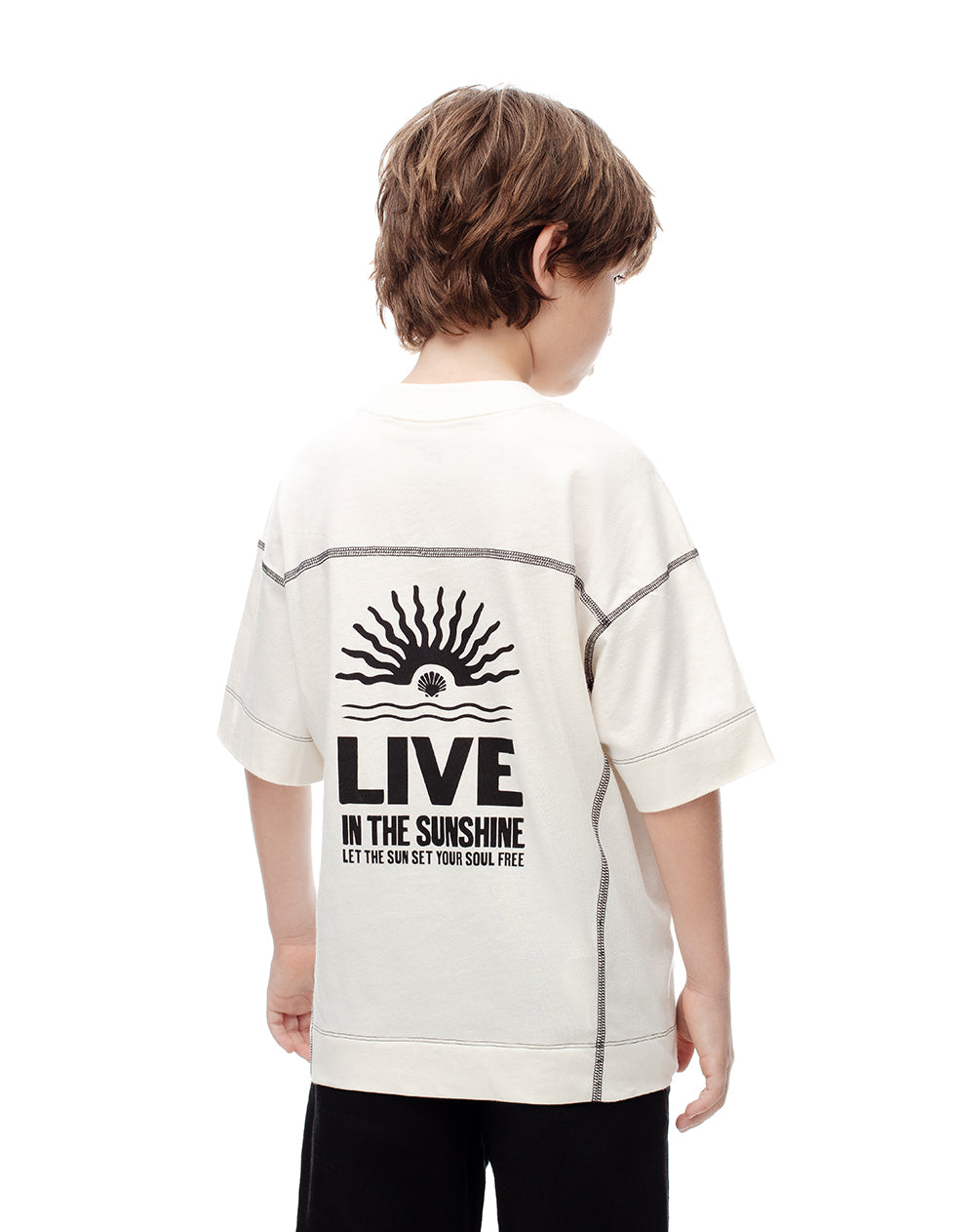 Camiseta oversize algodón blanca estampada niño