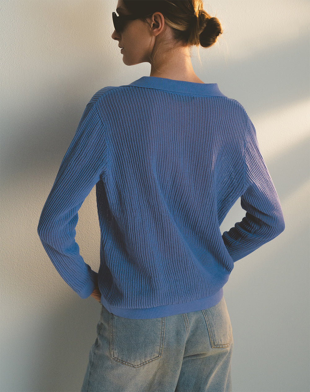 Suéter tejido algodón lila mujer