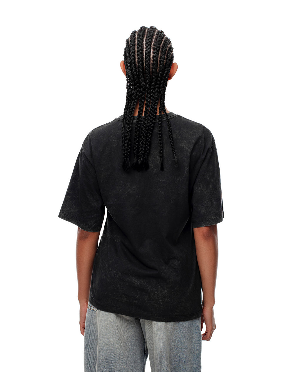 Camiseta regular algodón negra estampada mujer