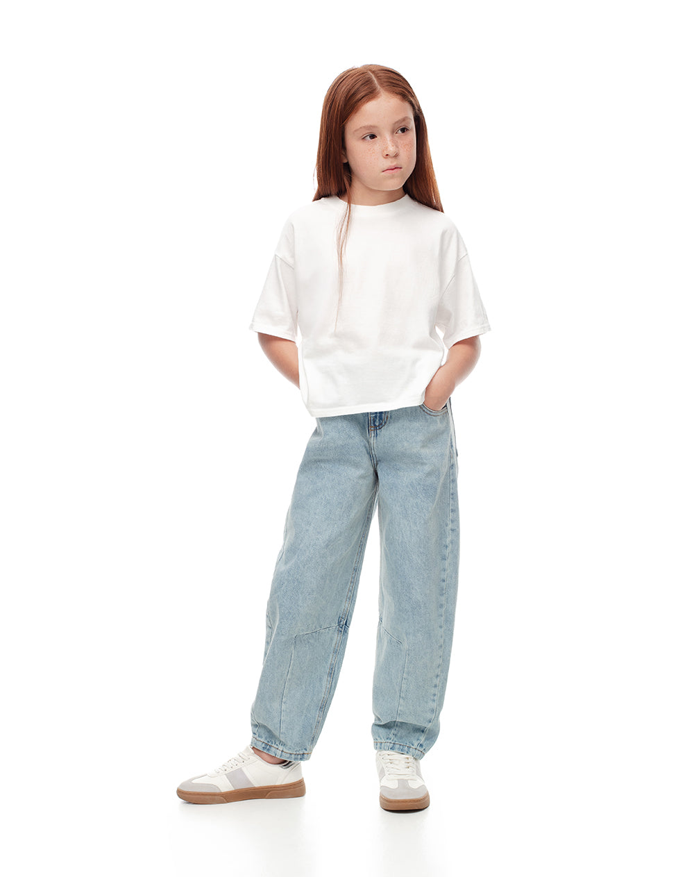 Jean carrot tiro alto índigo claro niña