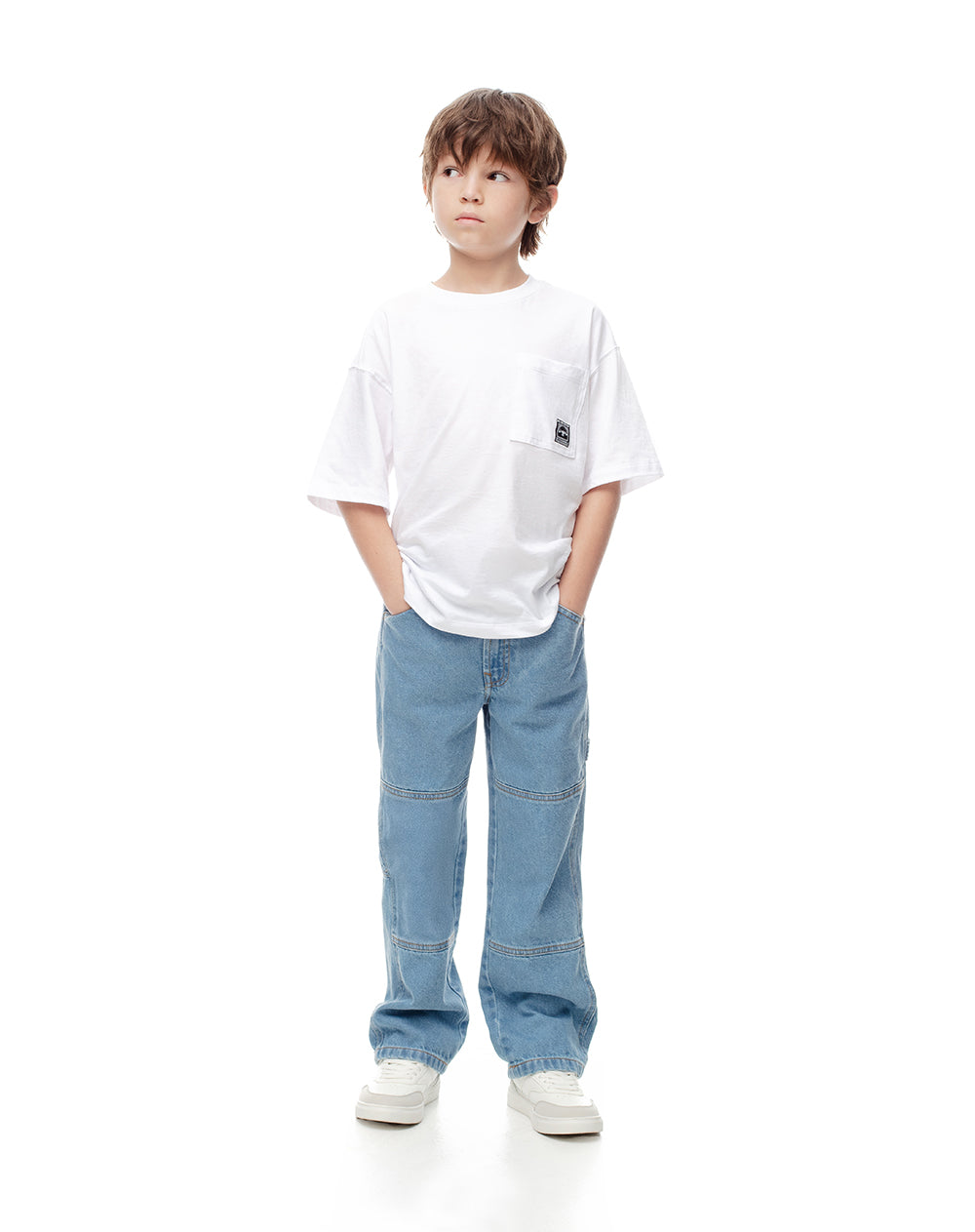 Jean wide leg índigo claro niño