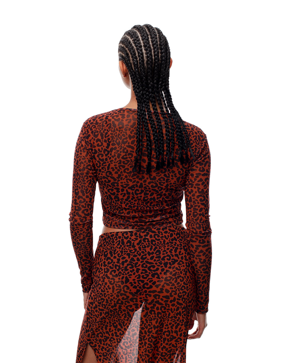 Camibuzo slim tejido tull rojo estampado mujer