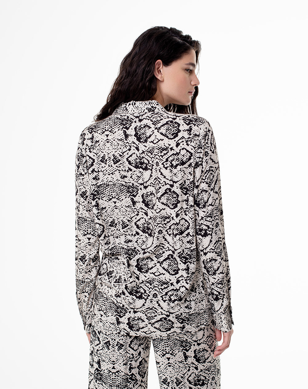 Camisa manga larga holgada print mujer