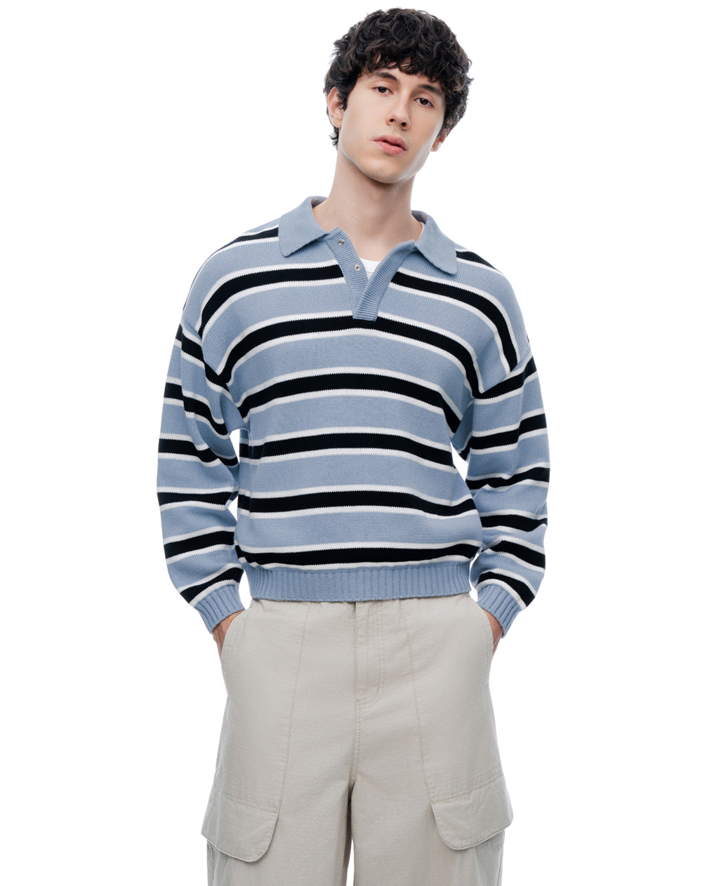 Buzo tipo polo regular rayas hombre
