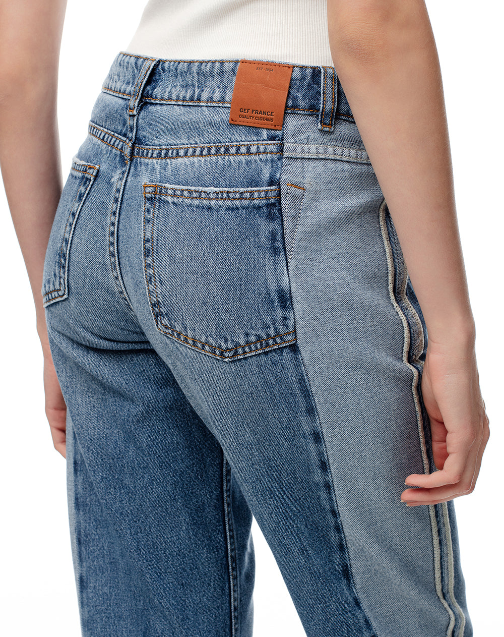 Jean recto tiro medio algodón índigo mujer