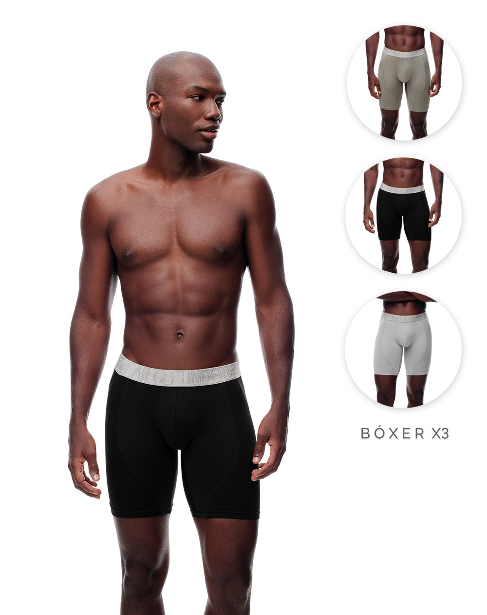 Bóxer largo control humedad x3unds surtido
