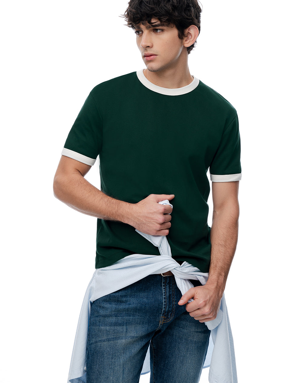 Camiseta regular verde hombre
