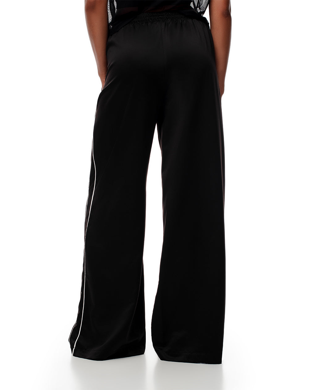Pantalón wide leg tiro alto negro mujer