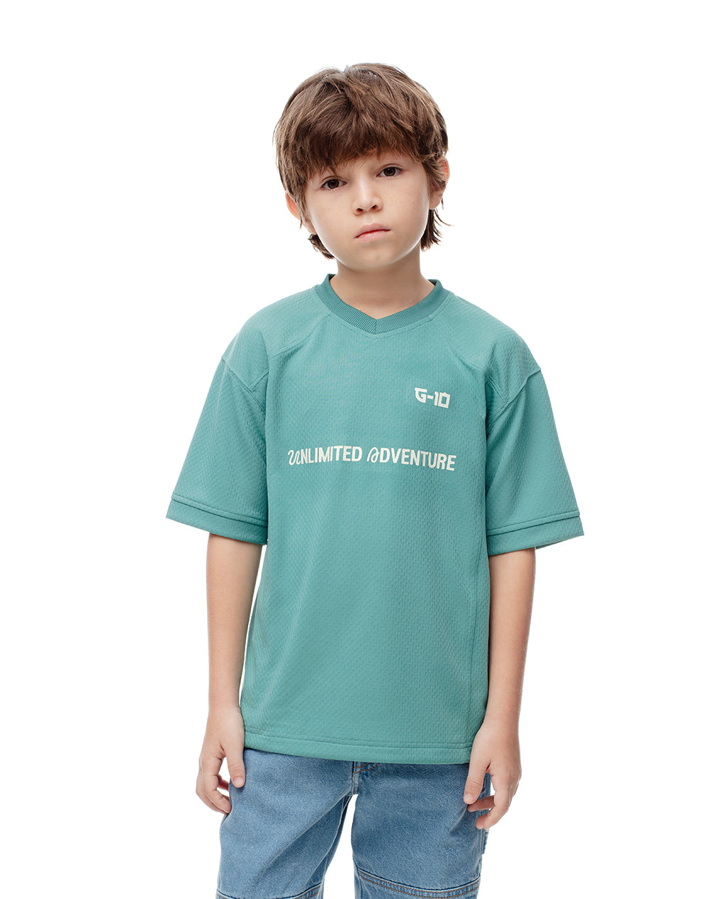 Camiseta regular azul estampado niño