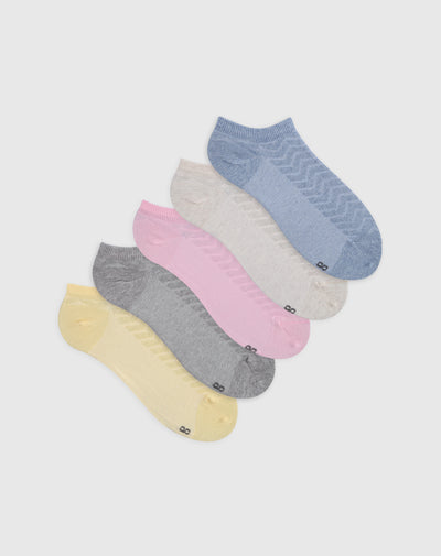 Medias mujer tobillera corta algodón pack x5 surtido