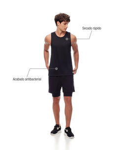 Camisilla deportiva antibacterial negra hombre