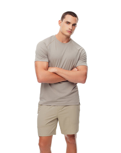 Camiseta deportiva control humedad café hombre