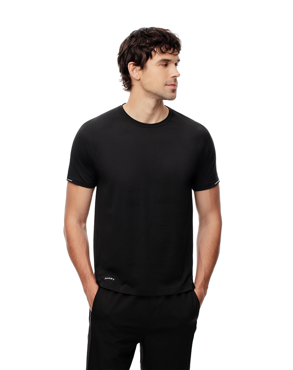 Camiseta Regular Fit Manga Corta Negra para Hombre Gef