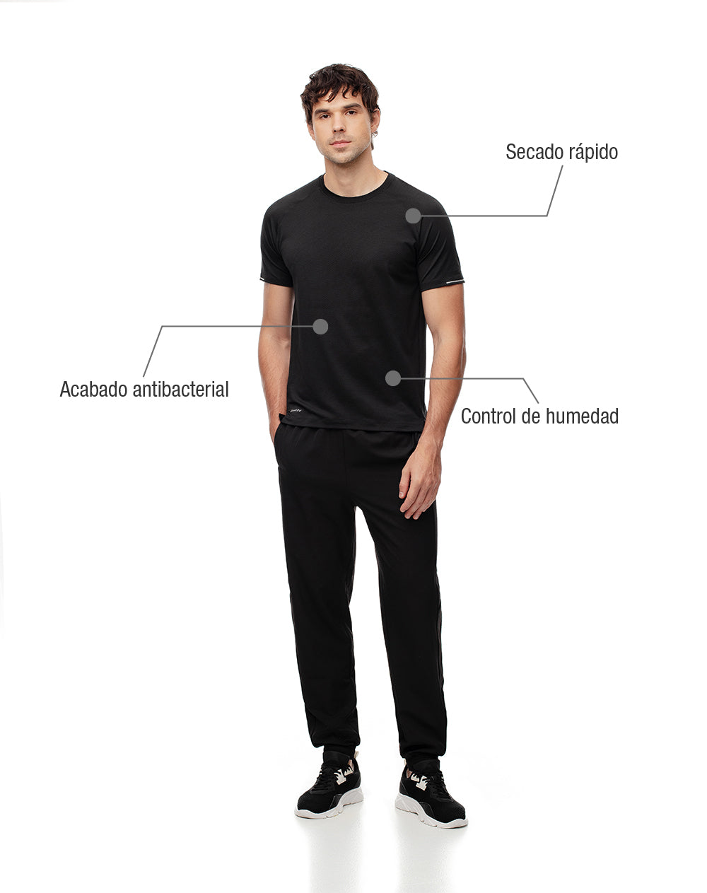 Camiseta deportiva control humedad negra hombre