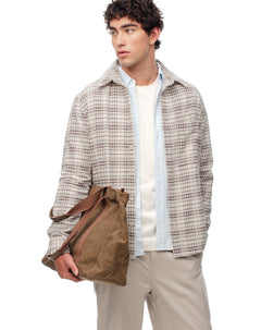 Camisa manga larga oversize cuadros hombre