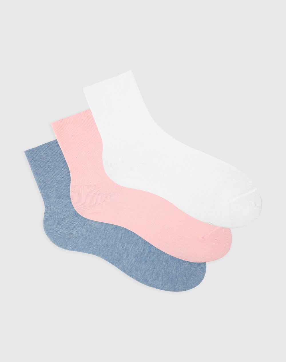 Medias mujer tobillera algodón pack x3 surtido