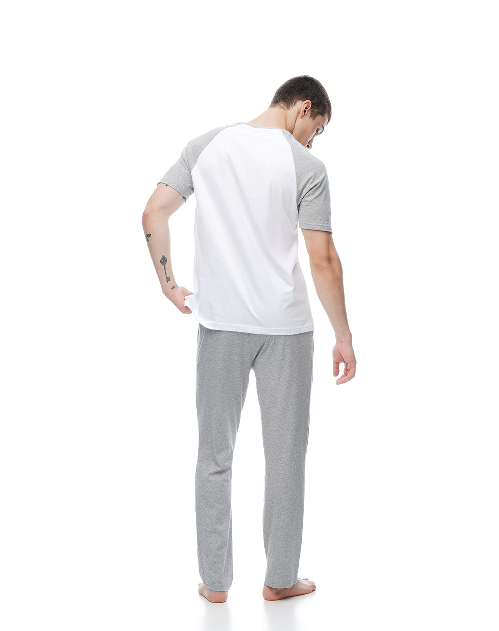 Camiseta + pantalón de pijama algodón gris hombre