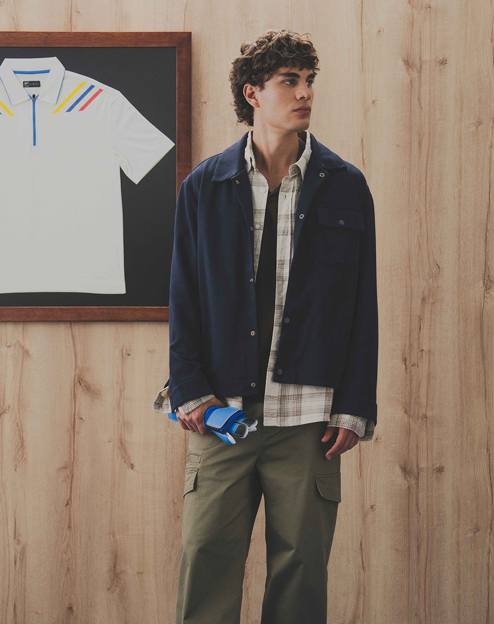 Chaqueta tipo sobrecamisa regular azul hombre