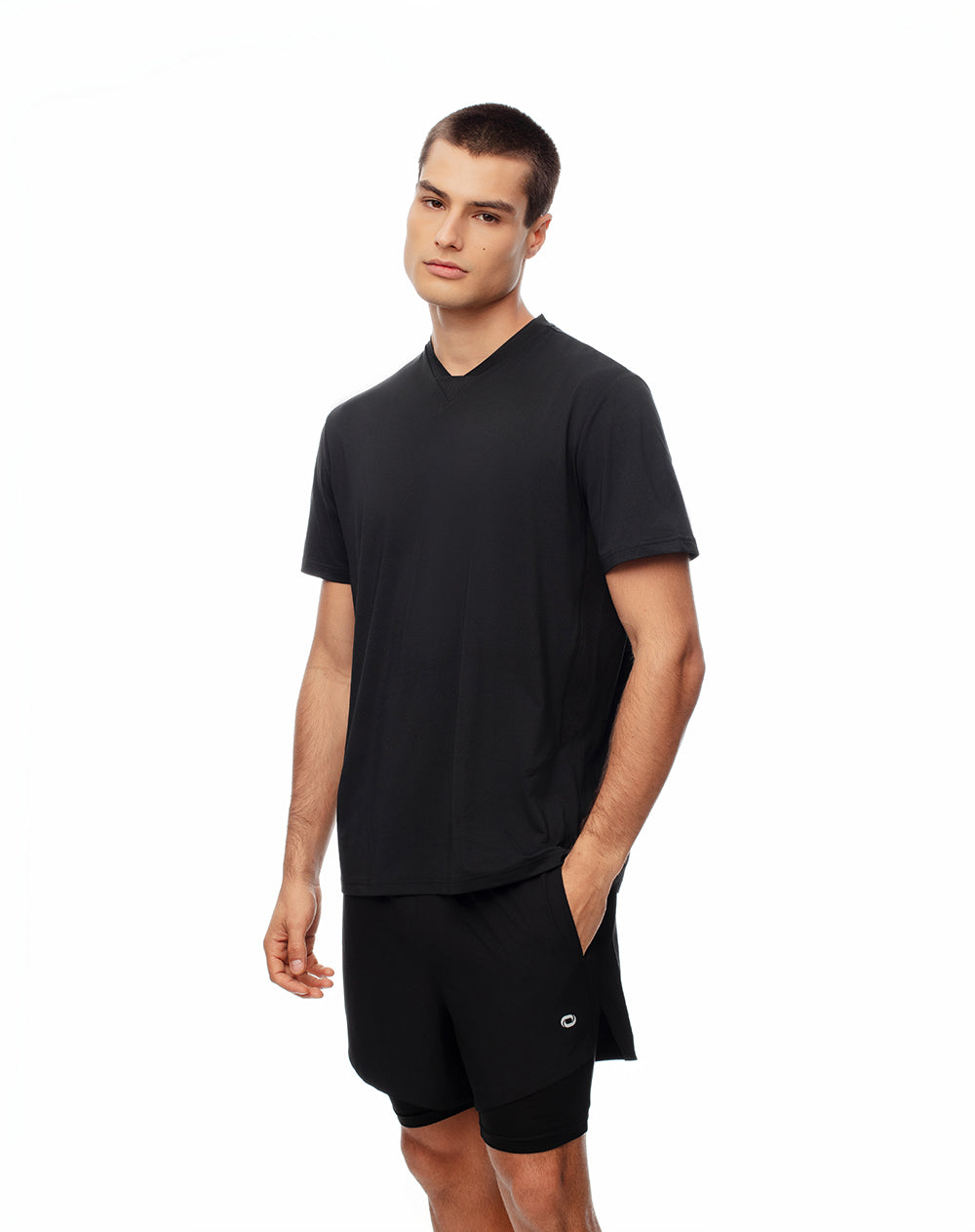 Camiseta deportiva control de humedad negra hombre