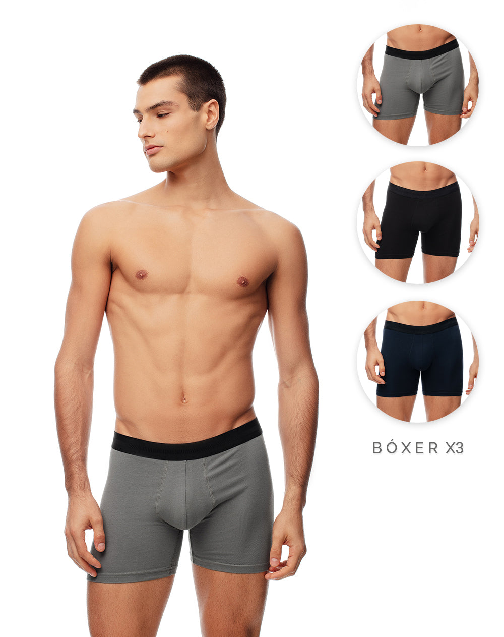 Bóxer medio x3unds surtido