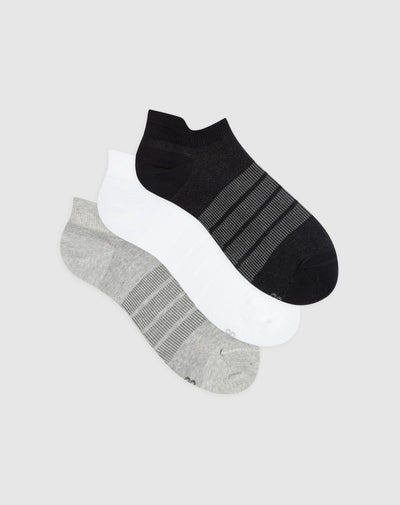 Medias mujer tobillera corta algodón pack x3 surtido