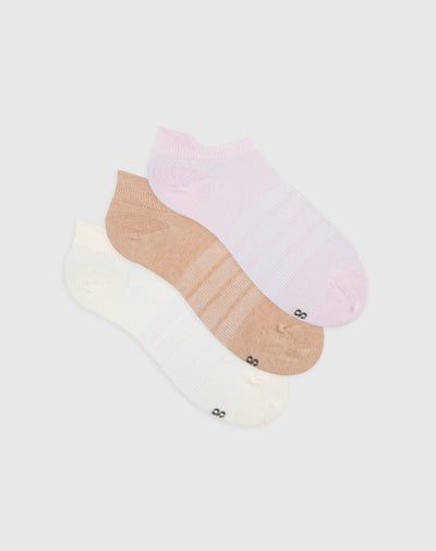 Medias mujer tobillera algodón pack x3 surtido