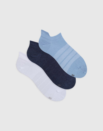 Medias mujer tobillera corta algodón pack x3 surtido
