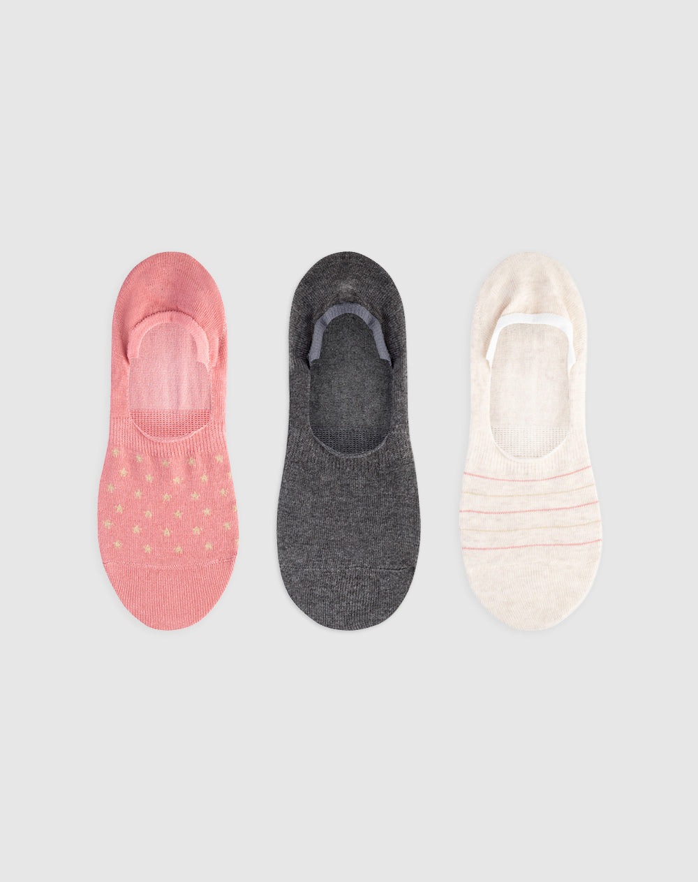 Medias mujer baleta algodón pack x3 surtido