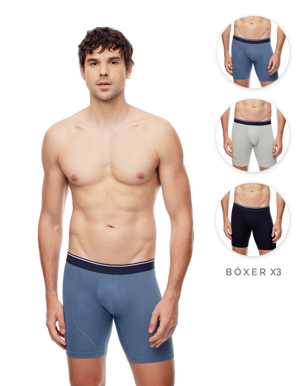 Bóxer largo jersey algodón x3unds surtido