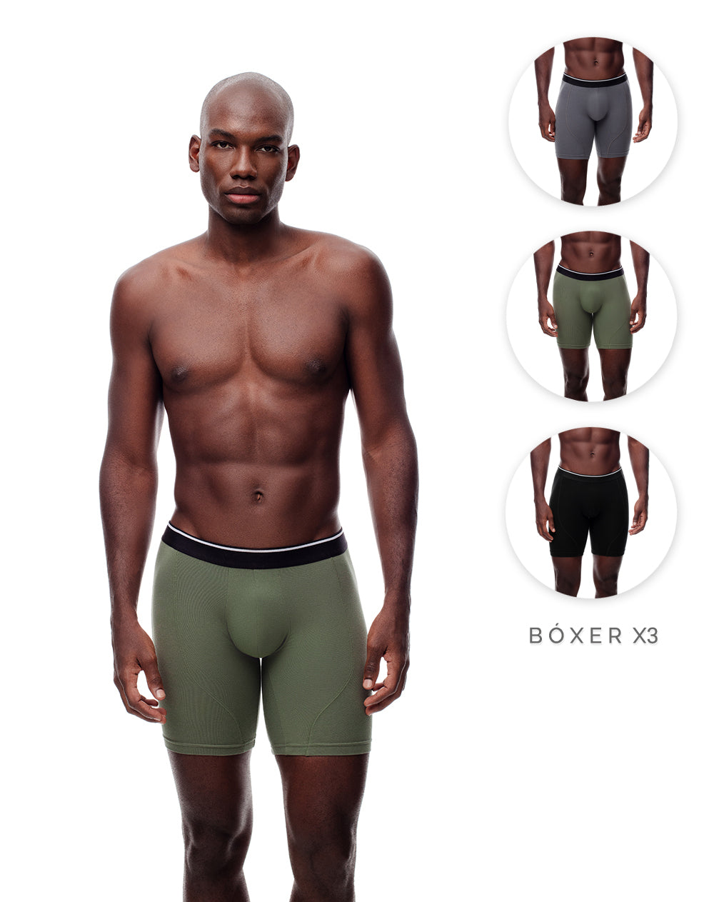 Bóxer largo jersey algodón x3unds surtido