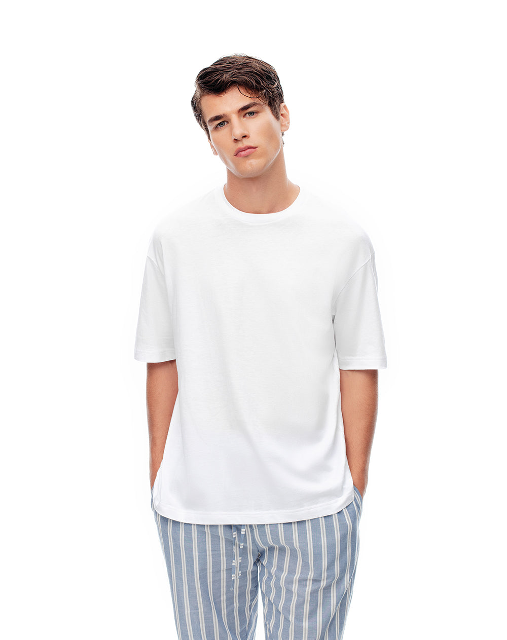 Camiseta relaxed fit manga corta blanca