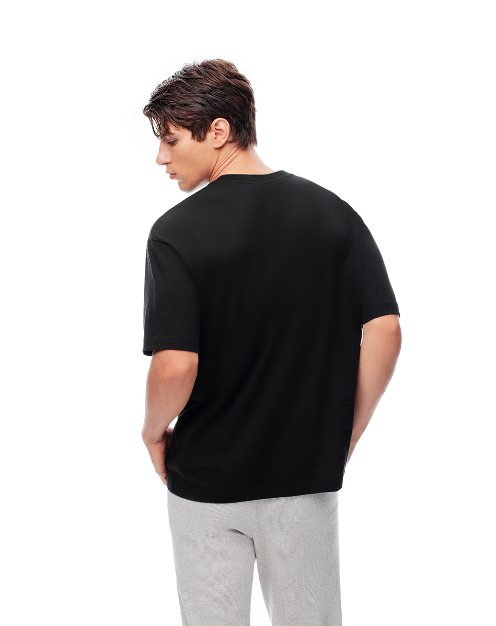 Camiseta regular algodón negra hombre