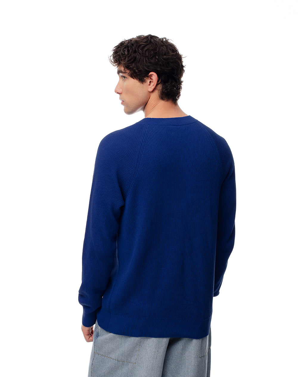 Buzo algodón tejido de punto azul hombre