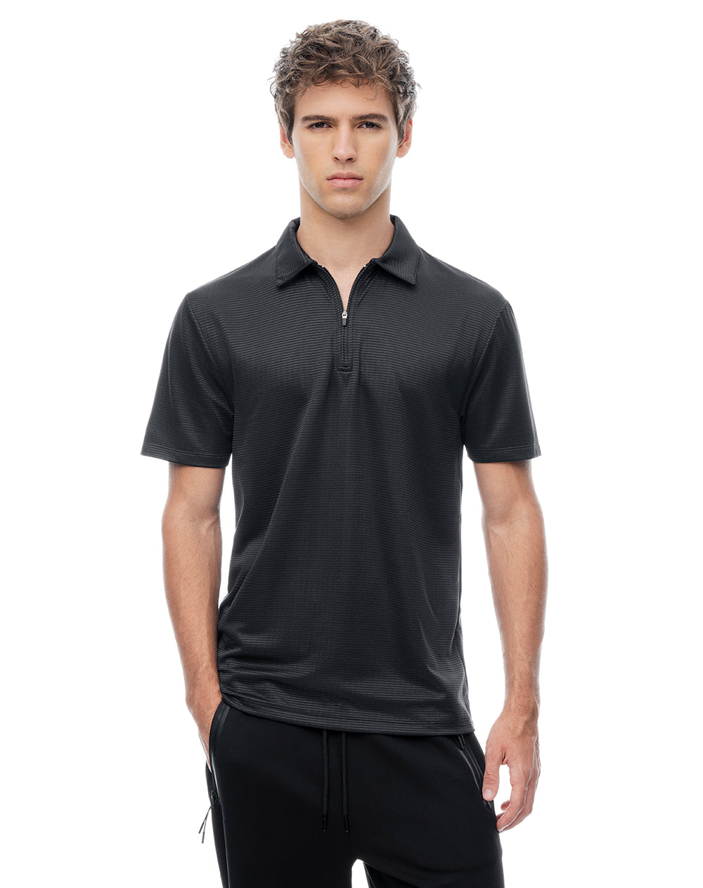 Polo regular negra hombre