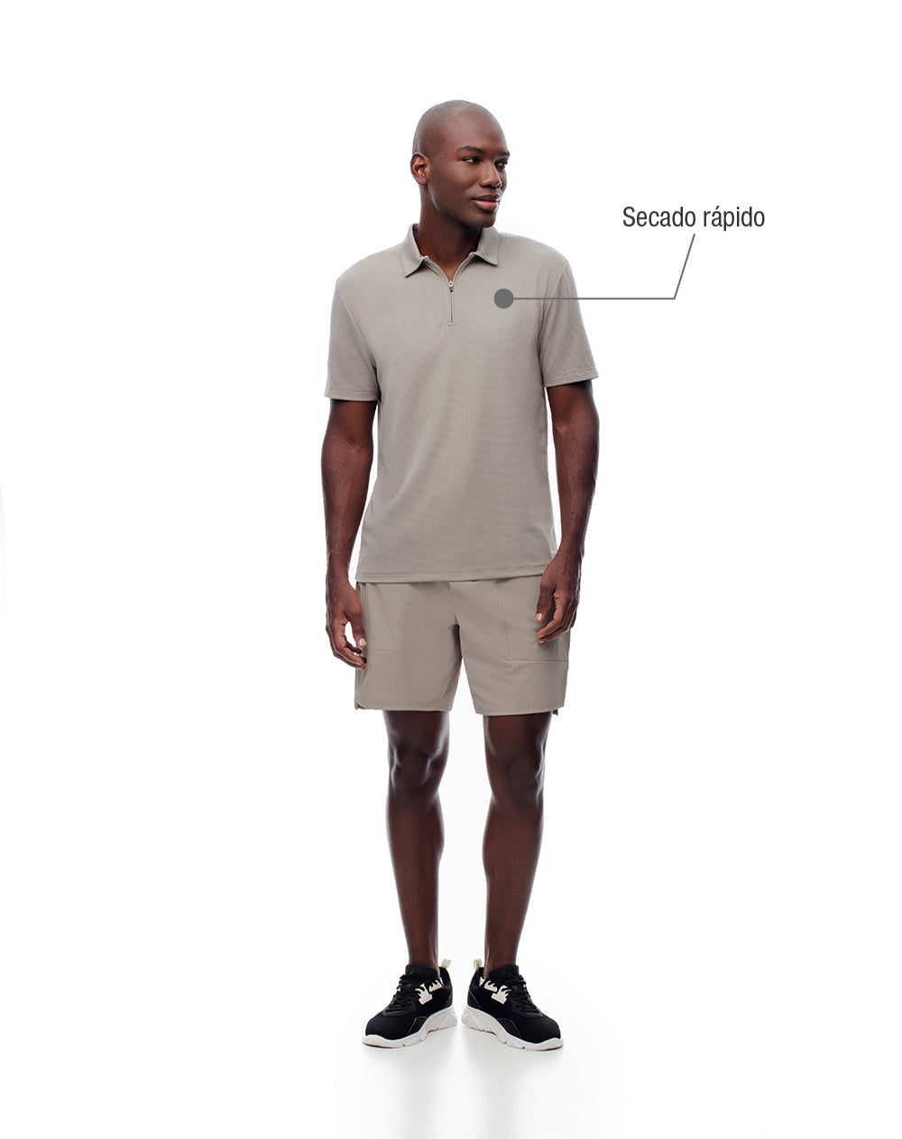 Polo deportiva secado rápido taupe hombre