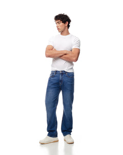 Jean regular fit tiro medio indigo