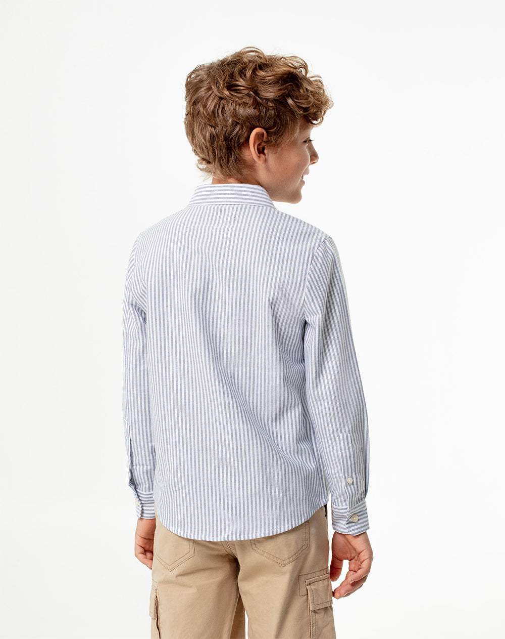 Camisa manga larga regular algodón rayas niño