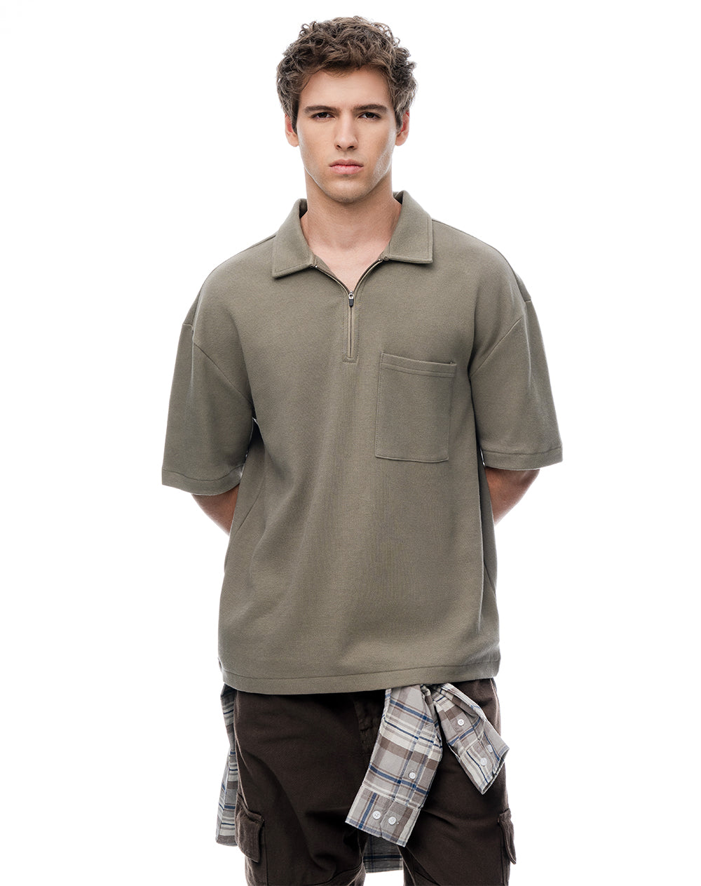 Polo regular algodón café hombre