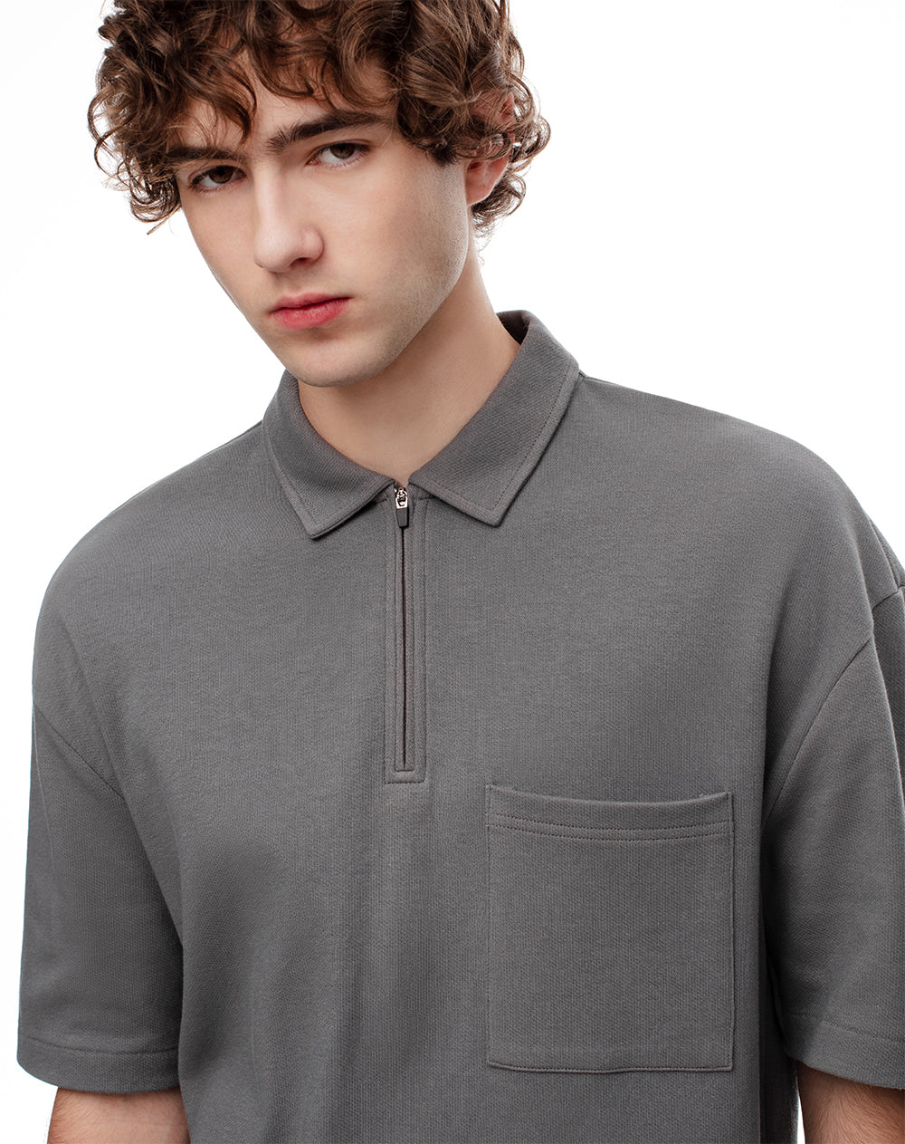 Polo regular algodón gris hombre