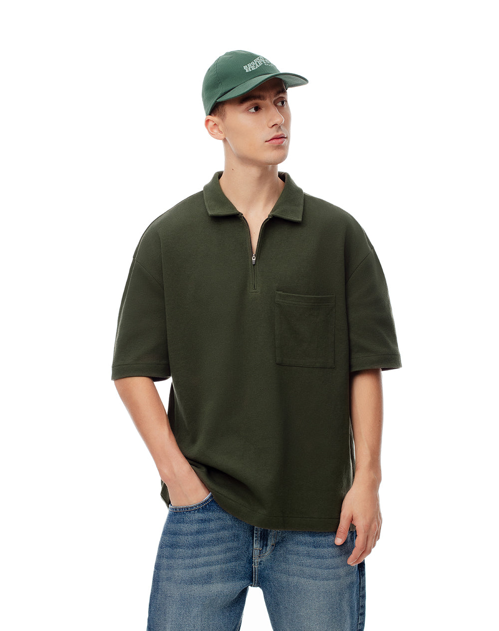 Polo regular algodón verde hombre