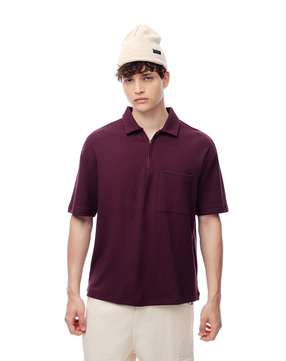 Polo regular algodón vinotinto hombre