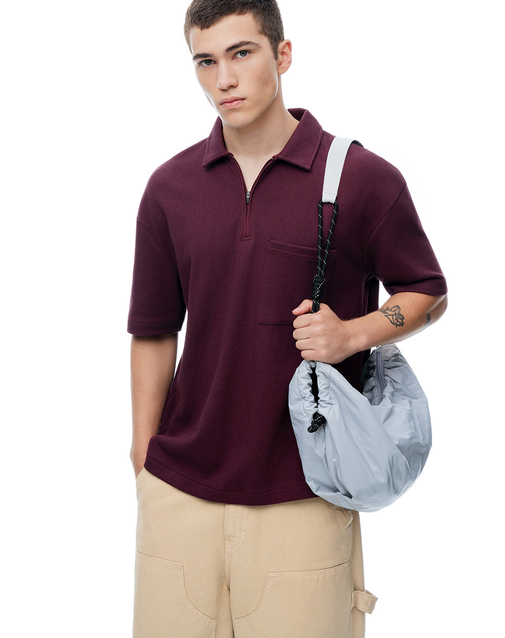 Polo regular algodón vino tinto hombre