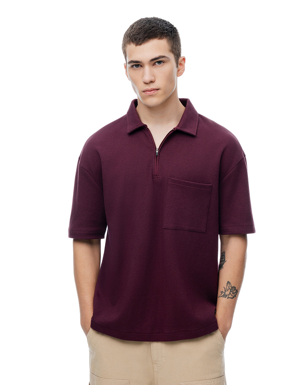 Polo regular algodón vinotinto hombre