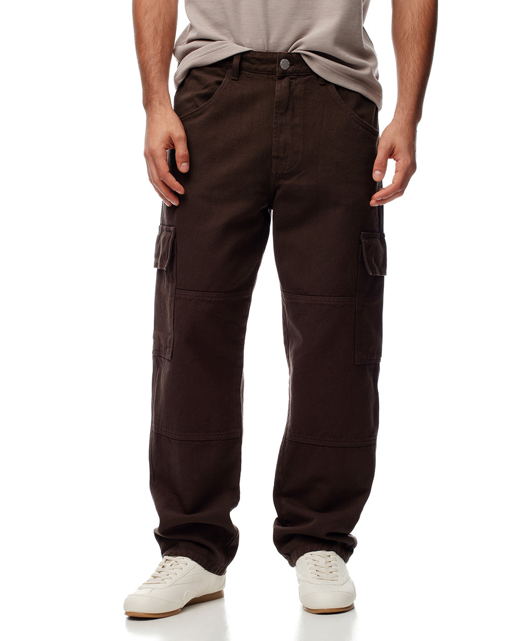 Jean cargo recto chocolate hombre