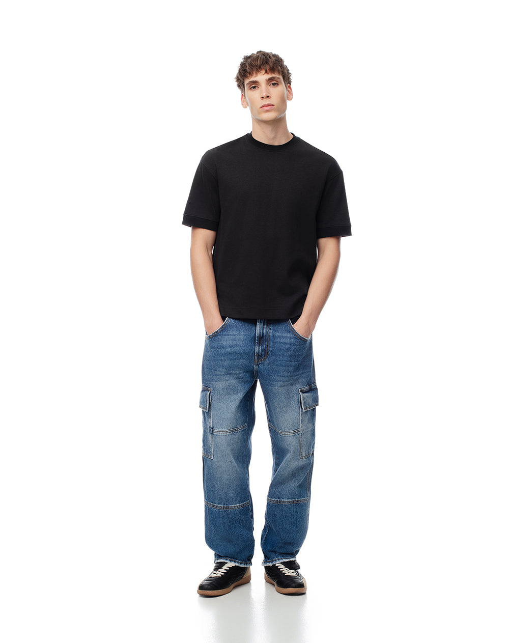 Jean cargo recto índigo medio hombre