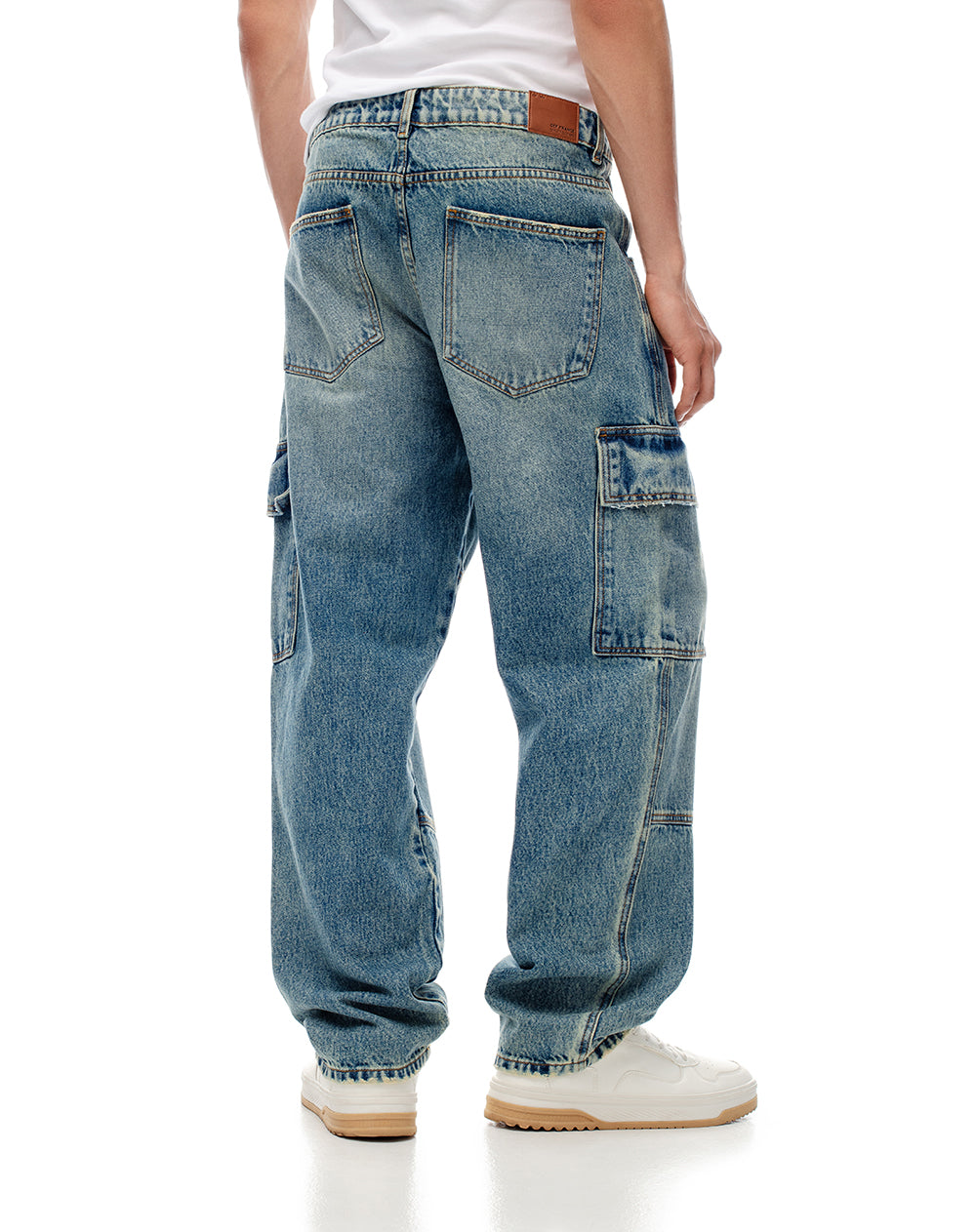 Jean cargo recto índigo medio hombre