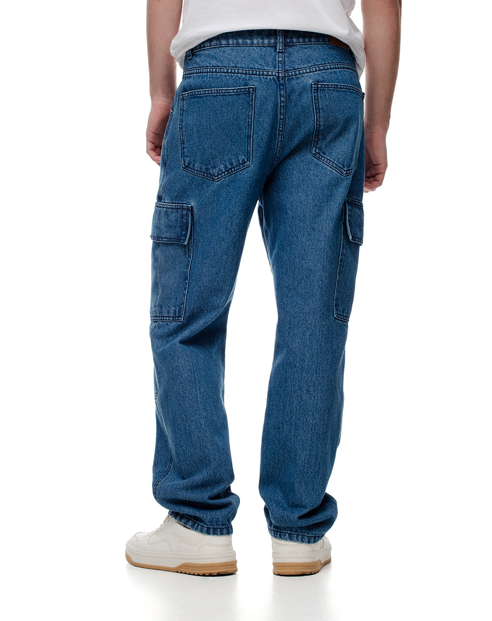 Jean cargo recto 100% algodón índigo medio hombre
