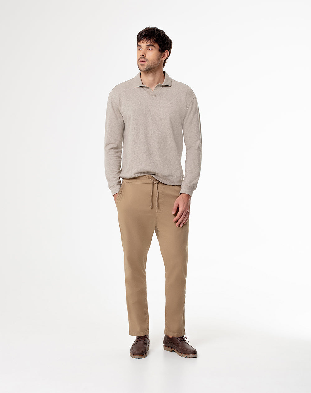 Pantalón regular drill algodón habano hombre