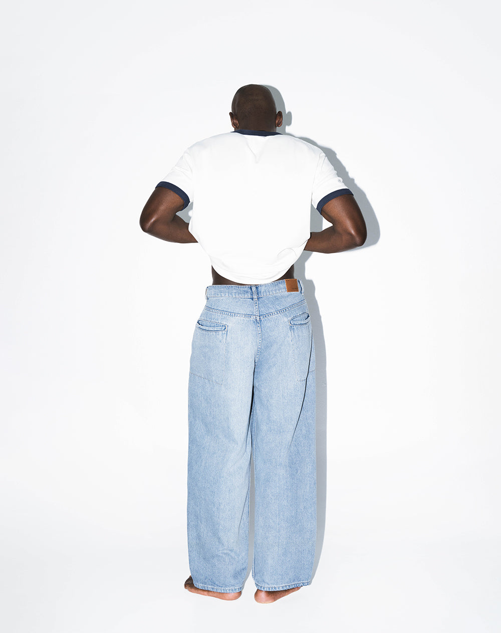 Jean loose algodón índigo medio hombre